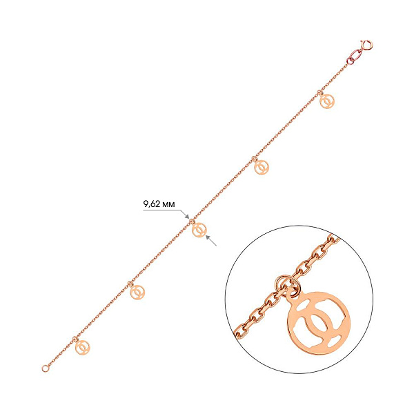 Браслет из красного золота с подвесками (арт. 325270) – изображение 2