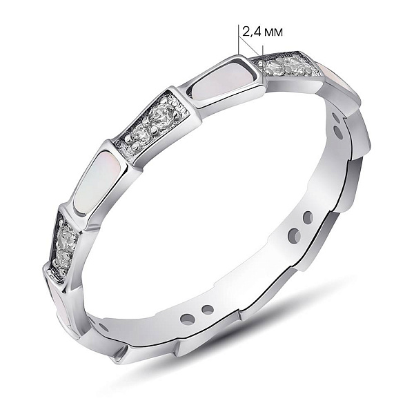 Серебряное кольцо с перламутром и фианитами (арт. 7501/8112п) – изображение 2