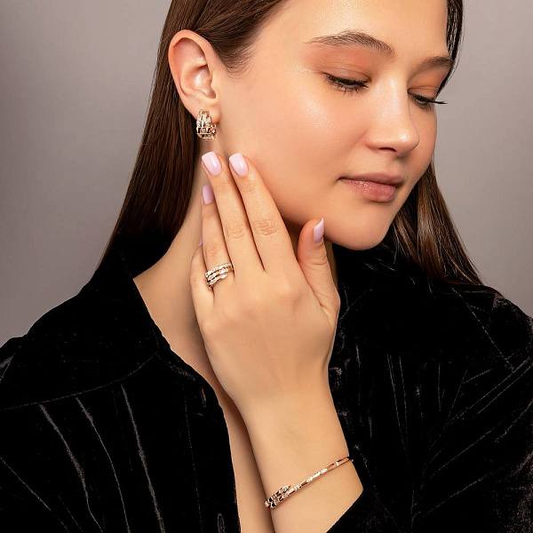 Жорсткий браслет з червоного золота з фіанітами (арт. 326346) – зображення 4