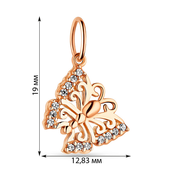 Золота підвіска Метелик з фіанітами (арт. 421951) – зображення 2