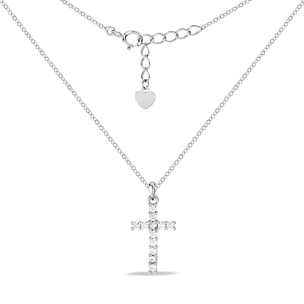 Серебряное колье с подвеской крест с фианитами (арт. 7507/2667) – изображение 2