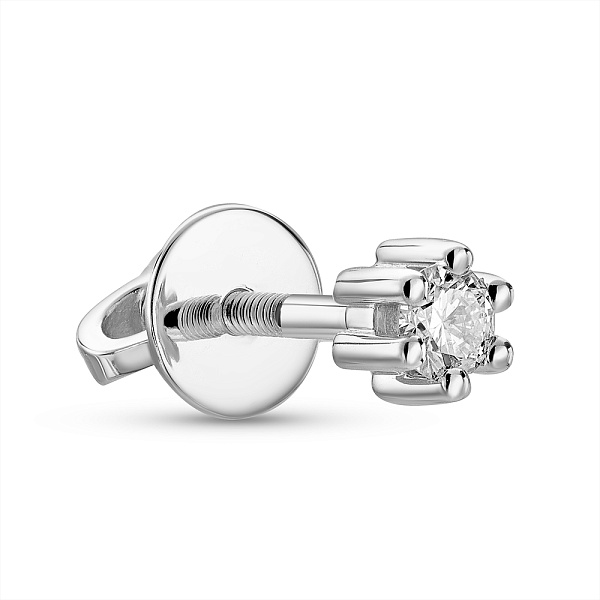 Одинарна сережка з білого золота з діамантом (арт. Т011015010бЯ) – зображення 1