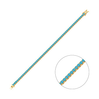 Серебряный браслет с бирюзой и желтым родированием (арт. 7509/4834жБ)