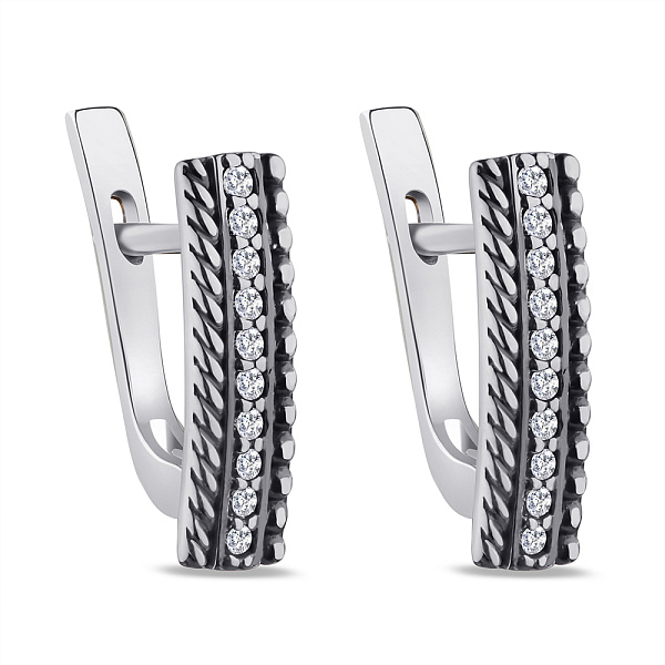 Серьги серебряные с дорожкой из фианитов (арт. 7902/418сп) – изображение 1