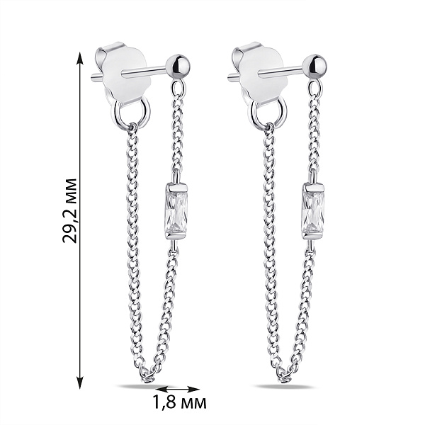 Срібні сережки з ланцюжками (арт. 7518/6355) – зображення 2