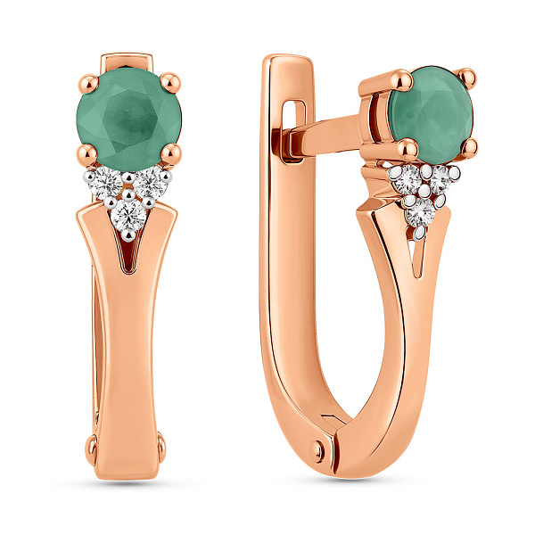 Золотые серьги с изумрудом и бриллиантами (арт. С011063и) – изображение 1