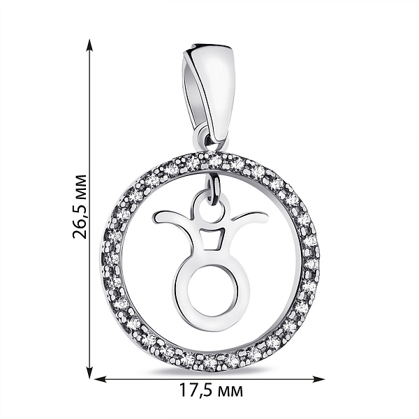 Срібний підвіс Телець (арт. 7503/А054тлпю) – зображення 2