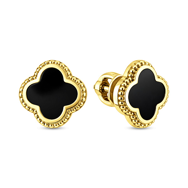 Сережки-пусети з жовтого золота з емаллю (арт. 1101128жеч) – зображення 1