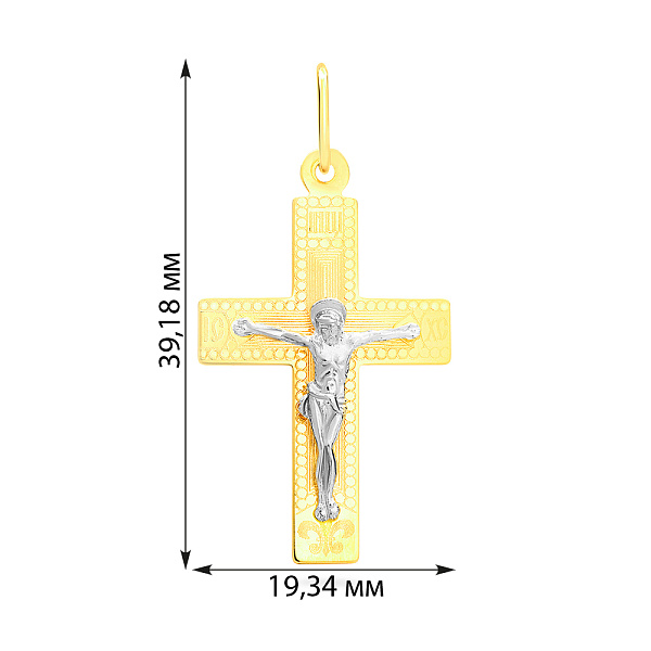 Хрестик з жовтого золота з родіюванням (арт. 511901жр) – зображення 2