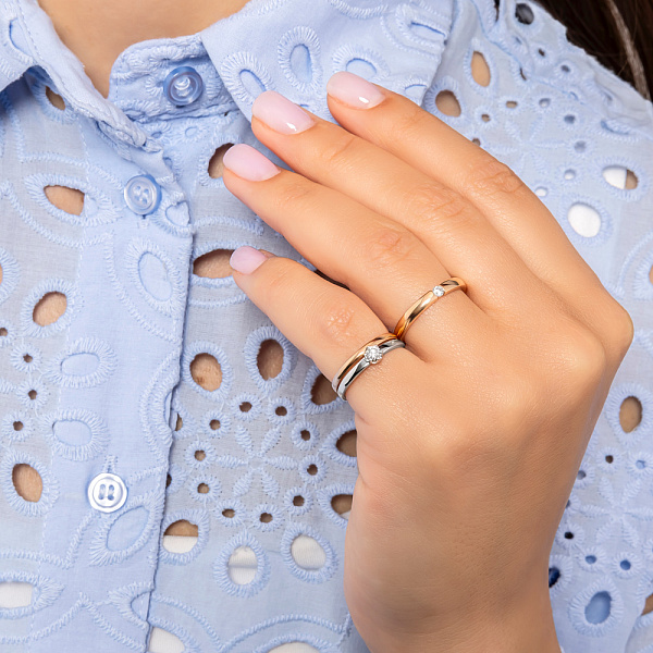 Золота двостороння каблучка з фіанітами (арт. 141163) – зображення 7