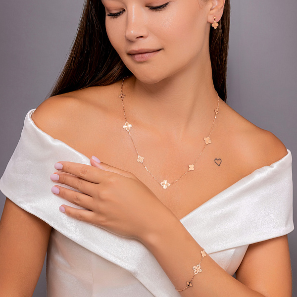 Золотое колье Клевер (арт. 352992) – изображение 4