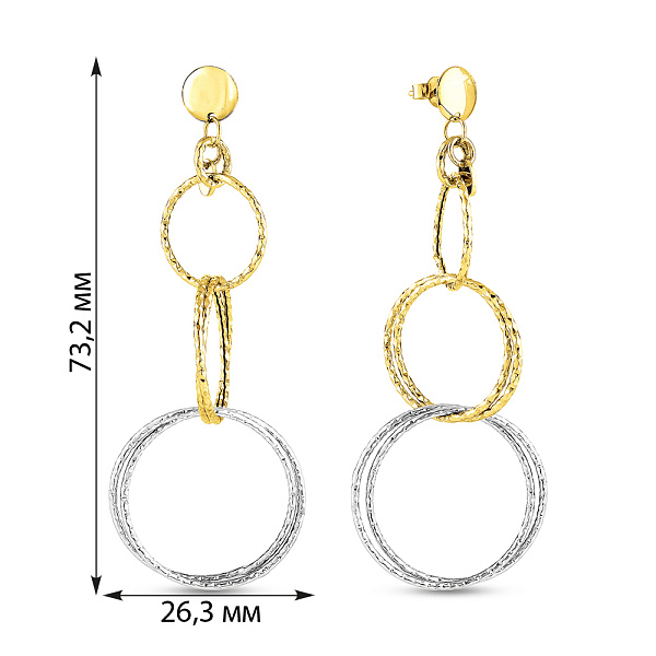 Довгі сережки Francelli з жовтого і білого золота (арт. 1091212жб) – зображення 4