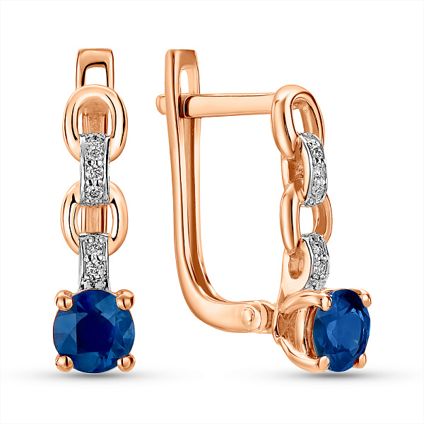 Сережки з червоного золота з сапфіром і діамантами (арт. С011322с) – зображення 1