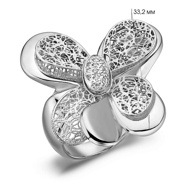 Масивна каблучка Francelli з білого золота з фіанітами (арт. е156710б) – зображення 4