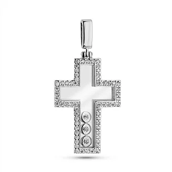 Хрестик з білого золота з фіанітами (арт. 423023б)