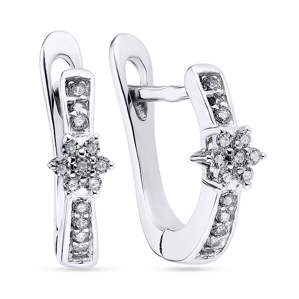 Серебряные серьги Цветы с фианитами (арт. 7502/3652) – изображение 1