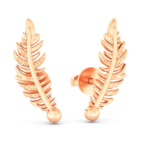 Золотые серьги-пусеты Перо (арт. 110002) – изображение 1