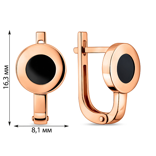 Сережки Лýна з червоного золота з емаллю (арт. 111177ч) – зображення 2