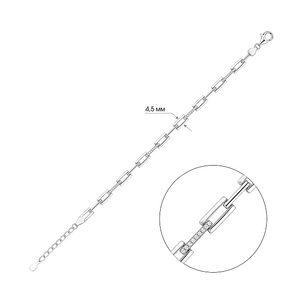 Серебряный браслет с дорожкой из фианитов (арт. 7509/5526) – изображение 2