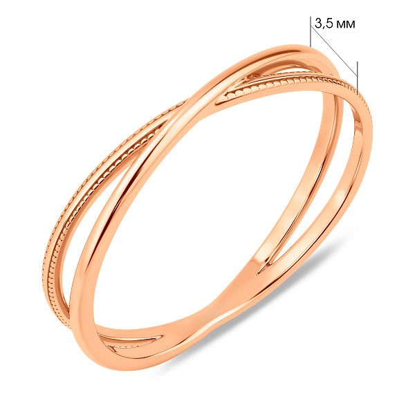 Двойное переплетенное кольцо из белого золота без камней (арт. 140953) – изображение 4