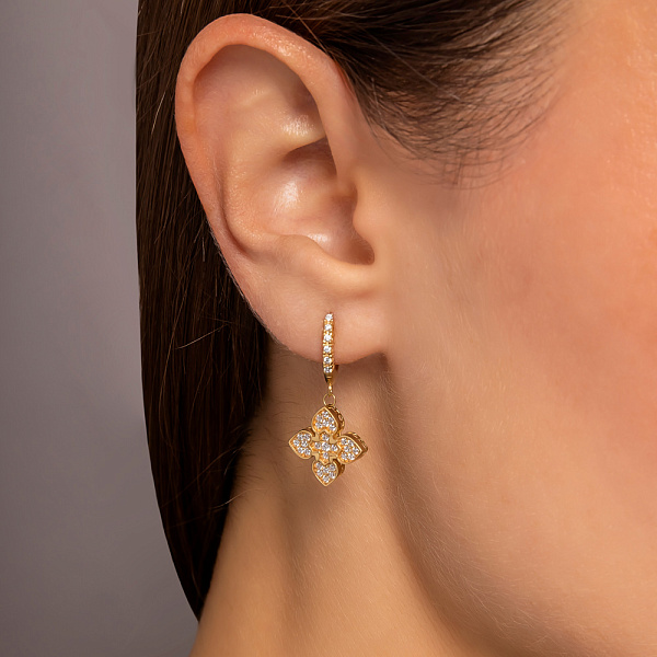 Серьги-подвески из желтого золота с фианитами (арт. 1091614ж) – изображение 4