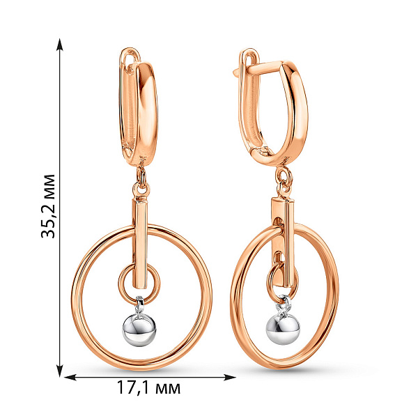 Серьги из красного и белого золота (арт. 109983кб) – изображение 2