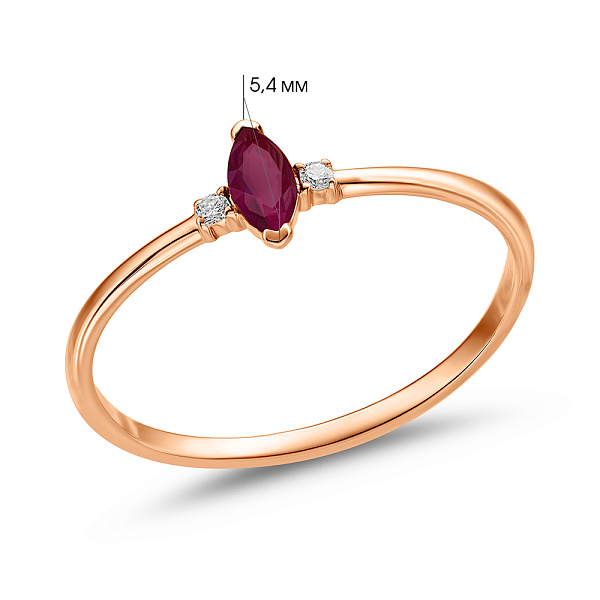 Золотое кольцо с рубином и бриллиантами (арт. К011357р) – изображение 4