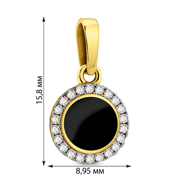 Підвіс з жовтого золота Лýна з емаллю і фіанітами (арт. 441219жеч) – зображення 2