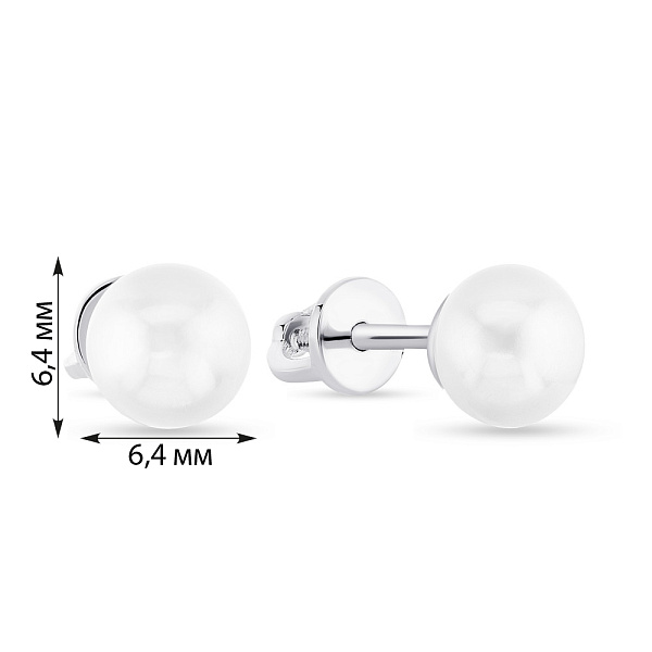 Серьги-пусеты из серебра с жемчугом (арт. 7518/403сжб) – изображение 2