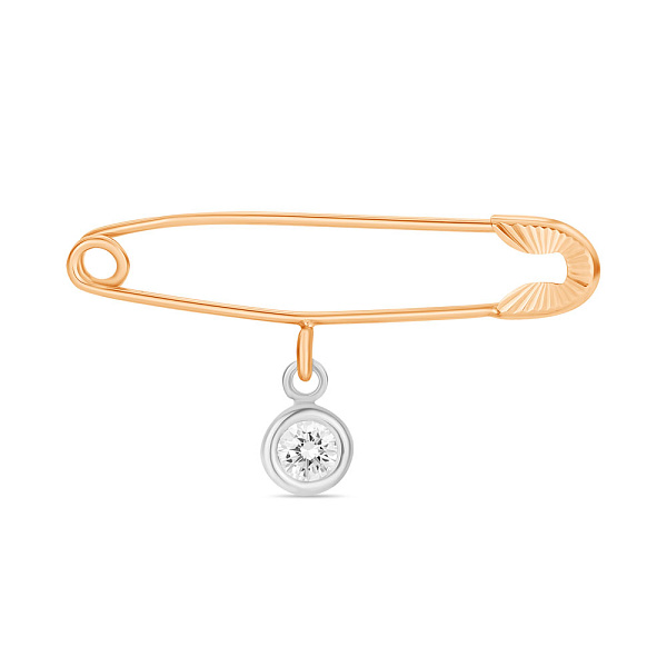 Булавка из красного и белого золота с подвеской (арт. 280175кб) – изображение 1