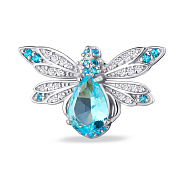 Брошка срібна з альпінітом та фіанітами (арт. 7505/7129раг)