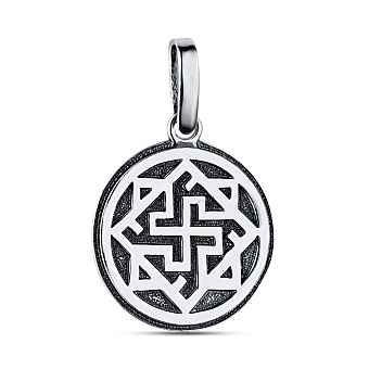 Серебряный кулон-амулет "Валькирия" с орнаментом (арт. 7903/89007-ч)