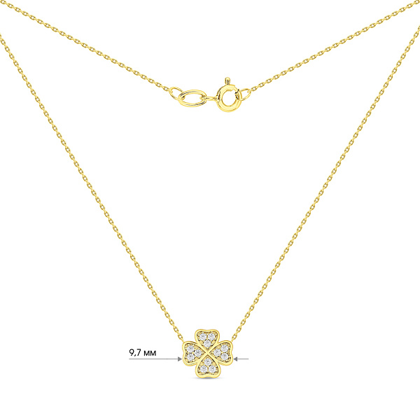 Колье Клевер из желтого золота с фианитами (арт. 360149ж) – изображение 3