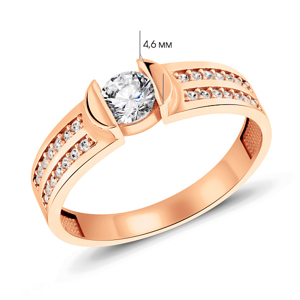 Кольцо из красного золота с фианитами (арт. 155076) – изображение 3