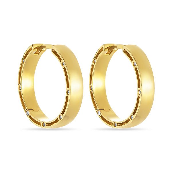 Золоті сережки-кільця в жовтому кольорі металу з фіанітами (арт. 107296/15ж) – зображення 1