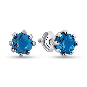 Серебряные серьги-пусеты с топазом (арт. 7518/531Птгсп)