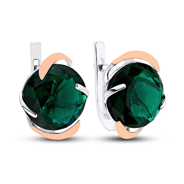 Серебряные серьги с изумрудом (арт. 7202/102Измсп) – изображение 1