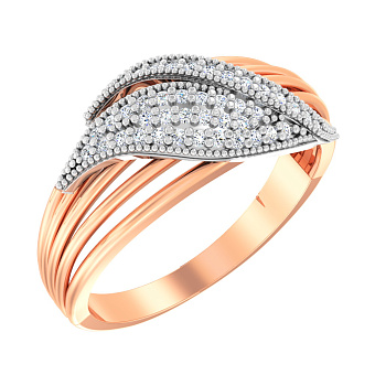 Фото Золотое кольцо с фианитами (арт. 140599)