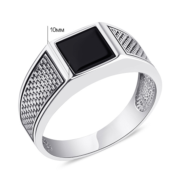 Серебряная печатка с ониксом (арт. 7906/1356чо) – изображение 2