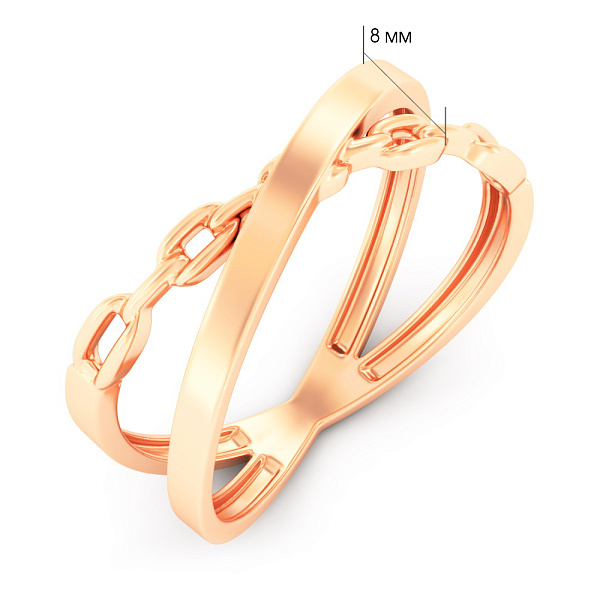 Кольцо Звенья из красного золота (арт. 1401052) – изображение 4