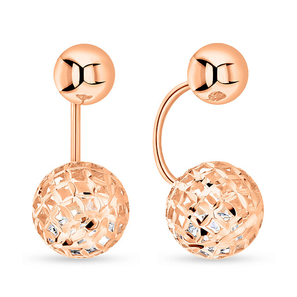 Серьги-джекеты из красного золота с алмазной гранью (арт. 109172) – изображение 1