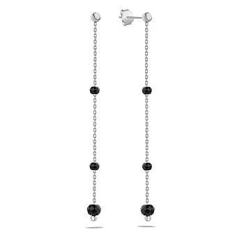 Золоті сережки-підвіски з оніксом (арт. 106798бо)