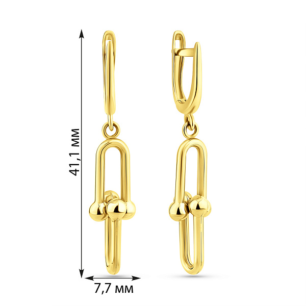 Золотые серьги-подвески без камней (арт. 1091459/2ж) – изображение 4