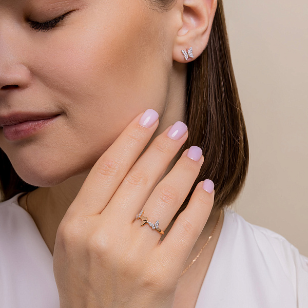 Золотие сережки-пусети Бабочки (арт. 110045) – изображение 7