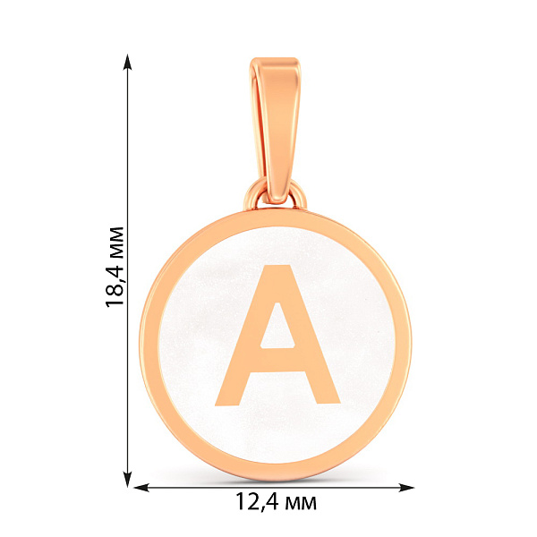 Золотой подвес Буква А с эмалью (арт. 440994еп) – изображение 3
