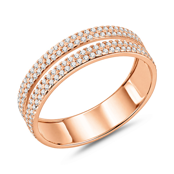 Золота каблучка з подвійною доріжкою з фіанітів (арт. 140927) – зображення 1