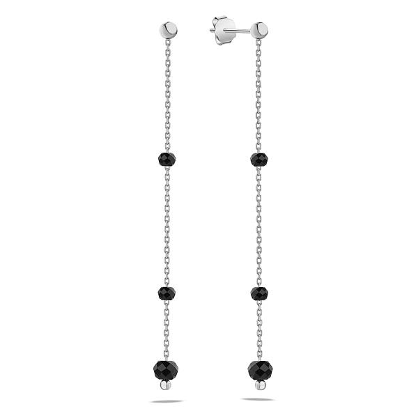 Золотые серьги-подвески с ониксом (арт. 106798бо) – изображение 1