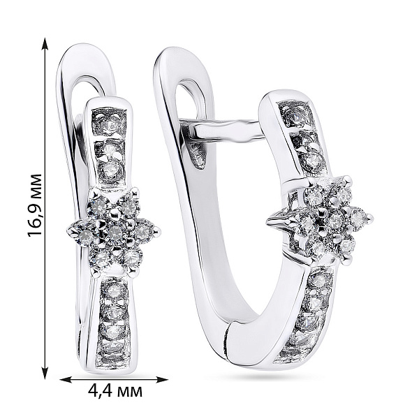 Серебряные серьги Цветы с фианитами (арт. 7502/3652) – изображение 2