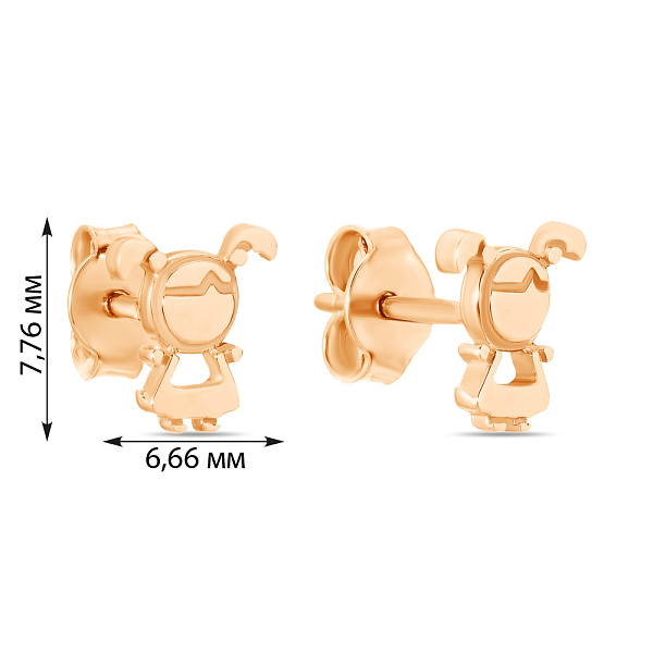 Золоті пусети «Дівчатка» для дітей  (арт. 105659) – зображення 5