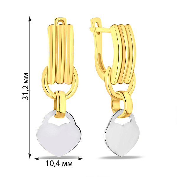 Сережки з жовтого та білого золота (арт. 108160/1жб) – зображення 2